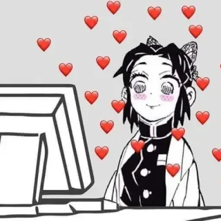 🥰 Shinobu Kocho Demon Slayer อนิเมะ, หัวใจ, รัก, ตัวละคร, น่ารัก telegram sticker
