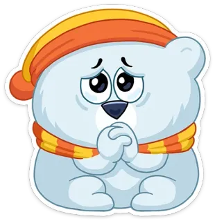 😄 ホッキョクグマ, 漫画, 悲しい, 冬, 可愛い, 動物, 孤立 telegram sticker