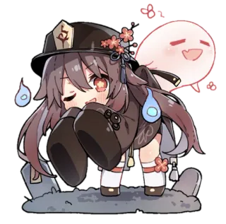 🌸 Hu Tao Genshin Impact Anime, Fantasma, Carino, Videogioco, Tomba telegram sticker