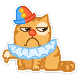 👎 kot, klaun, kciuk w dół, nie lubię, negatywny, smutny, kreskówka telegram sticker