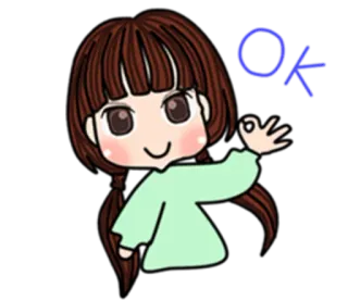 👌 OK Garota anime, Sinal de ok, Desenho animado, Positivo, Aprovação, Bonito telegram sticker