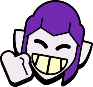 😁 만화, 캐릭터, 보라색 머리, 웃는, 손짓 telegram sticker