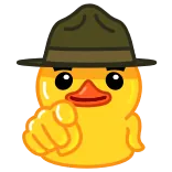 🫵 Ente, Armee, Hut, Zeigen, Gelb, Cartoon whatsapp sticker