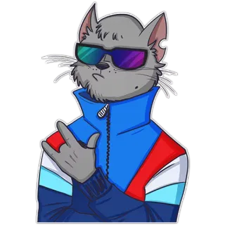 😎 cat, sunglasses, jacket, cool, animal, anthromorphic, gangster whatsapp sticker