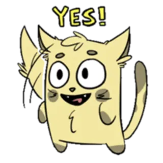 😌 YES! cat, cartoon, yes, positive, agreement, cute, sticker telegram sticker