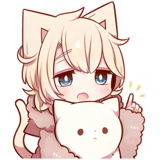 ☝️ Anime, Gatto, Chibi, Kawaii, Carino, Cartone animato whatsapp sticker