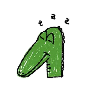 😴 Krokodil, schlafend, Tier, grün, Cartoon telegram sticker