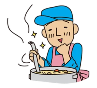 🥘 chef, cozinhar, comida, desenho animado, cozinha, cozinheiro telegram sticker