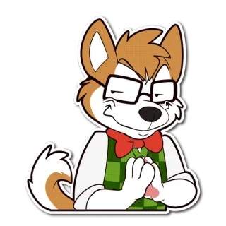😈 Furry, Antropomórfico, Perro, Dibujos animados, Gafas, Villano, Planeando telegram sticker