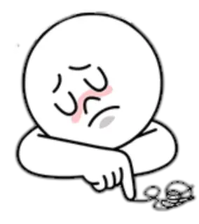 😔 Desenho animado, Emoji, Triste, Chateado, Apontando telegram sticker