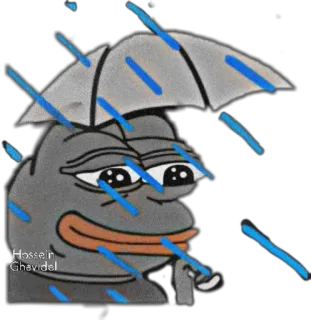 🌂 Pepe the Frog pepe, verdrietige kikker, regen, paraplu, meme, internet cultuur telegram sticker