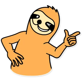 😉 Ленивец, Мультфильм, Животное, Указывает, Милый, Смешной whatsapp sticker