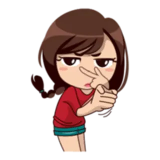 👀 dessin animé, fille, femme, personnage, pose whatsapp sticker