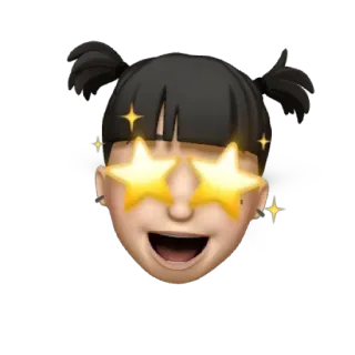 🤩 Эмодзи, Звёздные глаза, Счастливый, Девушка, Стикер, Позитивный telegram sticker