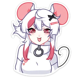 😀 Anime, Sticker, Carino, Femmina, Ragazza topo, Orecchie da animale whatsapp sticker