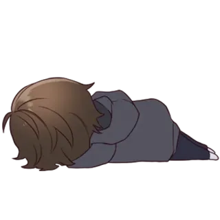 😶 triste, couché, fatigué, épuisé, chibi, dessin animé telegram sticker