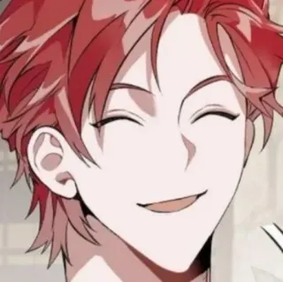 🥀 Anime, Manga, Personaje, pelo rojo, sonriendo telegram sticker