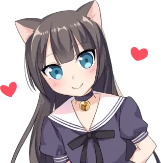 😚 Anime Mädchen, Katzenohren, süß, kawaii, Neko, Sticker telegram sticker