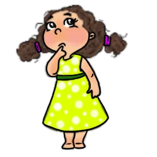 🤔 Dessin animé, Fille, Enfant, Mignon, Illustration, Robe telegram sticker