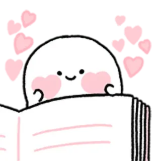 💕 Hoạt hình, Đọc sách, Dễ thương, Sách, Trái tim, Kawaii telegram sticker