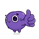 👍 귀여운, 블롭, 보라색, 엄지척 telegram sticker