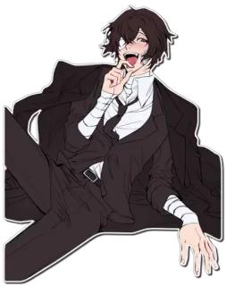 😍 Osamu Dazai Bungou Stray Dogs Anime, Manga, Postać, Dazai Osamu, Bungou Stray Dogs, Fanart, Ilustracja telegram sticker