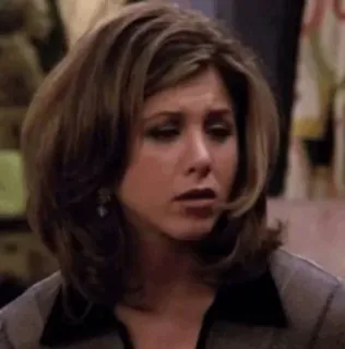 😖 Rachel Green Friends serial TV, portret, kobieta, brązowe włosy, Jennifer Aniston, wyraz twarzy telegram sticker