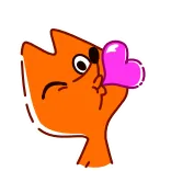 😘 chat orange, animal, mignon, cœur, amour, baiser telegram sticker