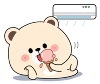 😃 곰, 아이스크림, 귀여운, 카와이, 음식, 디저트, 만화 telegram sticker