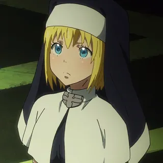 🔥 Iris Fire Force anime, nun, blonde hair, blue eyes, character, Iris, Fire Force telegram sticker