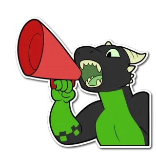 ❗ dragon, mégaphone, crier, dessin animé, animal, personnage telegram sticker