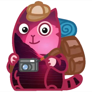 ✈️ gatto, viaggio, zaino, fotocamera, avventura, esploratore, adesivo telegram sticker