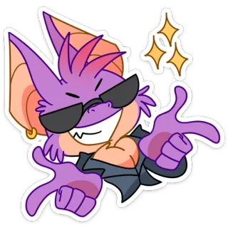 😎 kelelawar, kartun, kacamata hitam, berkilau, karakter, hewan whatsapp sticker