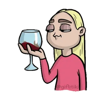 🎈 @gifstiki woman, wine, alcohol, drinking, cartoon, person telegram sticker