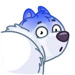😨 늑대, 만화, 동물, 스티커, 파란색, 흰색, 개 whatsapp sticker