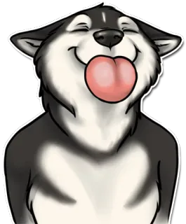👅 anjing, husky, binatang, imut, kartun, hewan peliharaan, senang, lidah whatsapp sticker