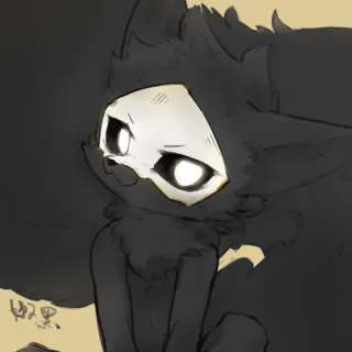 😋 furry, black, white, creature, dark telegram sticker