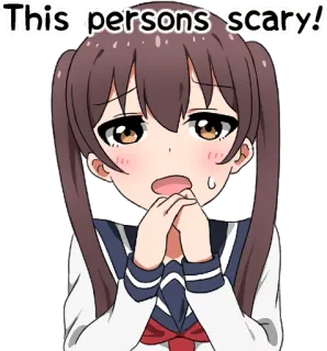 😥 This persons scary! anime, scared, anime girl, worried telegram sticker