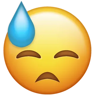 😓 emoji, face, sweat, anxious, yellow, worried telegram sticker