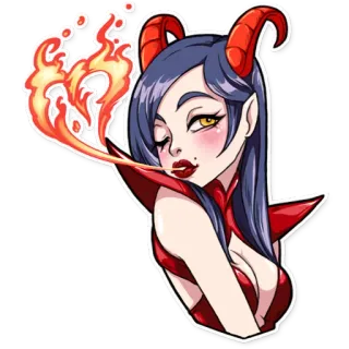 😘 дьявол, женщина, мультфильм, демон, женский, огонь telegram sticker