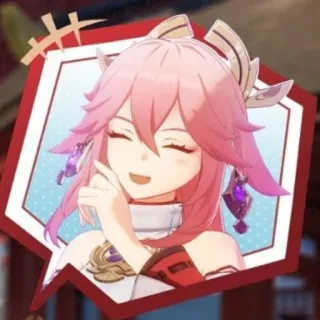 😂 Yae Miko Genshin Impact anime, game, pink hair, kitsune, fox telegram sticker