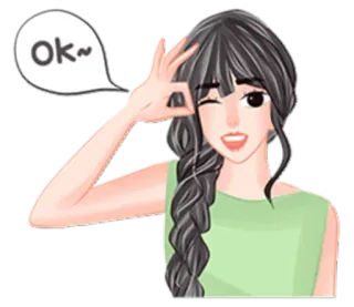 👌 Ok~ chica, ok, guiño, lindo telegram sticker