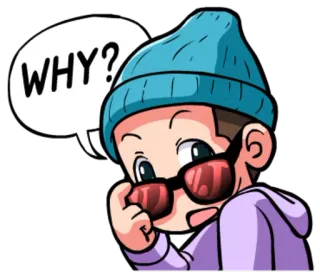 😎 WHY? pregunta, dibujo, por qué, duda, confundido telegram sticker