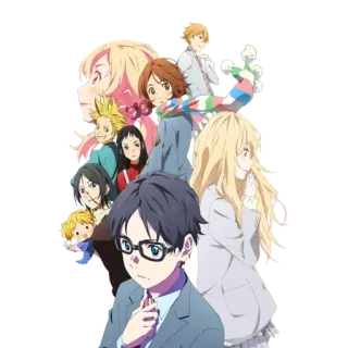 ❤️ Your Lie in April anime, characters, romance, drama, music telegram sticker