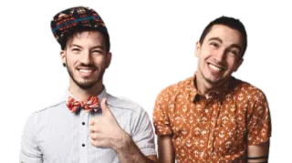 😆 muziek, band, Twenty One Pilots, duo, glimlachen, duim omhoog telegram sticker