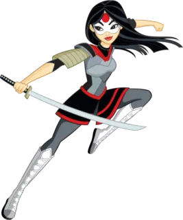🤺 Katana DC Super Hero Girls katana, sword, warrior, dc super hero girls, cartoon, japanese, superhero telegram sticker