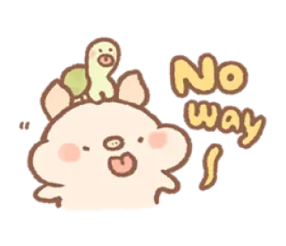😜 No way น่ารัก, หมู, เต่า, การ์ตูน, เป็นไปไม่ได้, ปฏิกิริยา, น่ารักน่าเอ็นดู telegram sticker