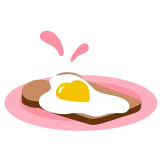 🍳 makanan, telur, roti panggang, sarapan, hati telegram sticker