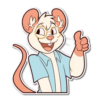 👍 rato, desenho animado, joinha, óculos, animal, personagem telegram sticker