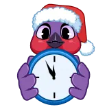 🕛 burung, jam, tahun baru, natal, imut, liburan, musim dingin telegram sticker